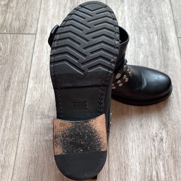 Black Leather Studded Frye Boots - Picture 4 of 5